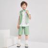 imageSummer Boys Suit Dress Clothes Kids Wedding Ring Bearer Outfit 4Pcs Shirt Vest Shorts SetSage Green