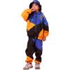 imageLOLANTA Boys Girls Color Block Jacket Track Pants Sets Hip Hop Dance Patchwork Clothes Unisex StreetwearBlue