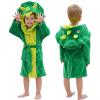 imageLOLANTA Boys Girls Hooded Flannel Bathrobes Kids Soft Sleepwear Dinosaur Dressing Gown GiftGreen