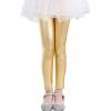 imageLOLANTA Girls Metallic Leggings Kids Stretchy Tights Ankle Length Shiny Dance PantsGold