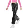 imageLOLANTA Girls Sequin Flare Pants Sparkle Bell Bottoms Kids Elastic Waist Glitter Disco Dance TrousersBlack