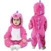 imageLOLANTA Toddler Dinosaur Animal Costume Unisex Baby Kids Flannel Hooded Romper Jumpsuit Dress Up OutfitHot Pink
