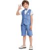 imageSummer Boys Suit Dress Clothes Kids Wedding Ring Bearer Outfit 4Pcs Shirt Vest Shorts SetDeep Blue