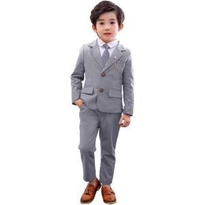 imageLOLANTA Boys Suit 2PCs Tuxedo Jacket Formal Wedding Ring Bearer Outfit Birthday Proms Dinner BlazersGrey