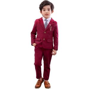 imageLOLANTA Boys Suit 2PCs Tuxedo Jacket Formal Wedding Ring Bearer Outfit Birthday Proms Dinner BlazersRed