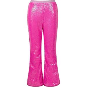 imageLOLANTA Girls Sequin Flare Pants Sparkle Bell Bottoms Kids Elastic Waist Glitter Disco Dance TrousersRose