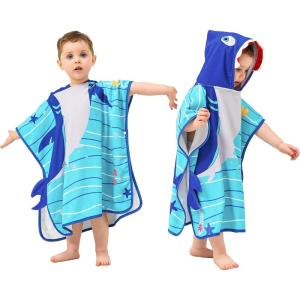 imageLOLANTA Kids Boys Girls Bath Towels Hooded Dinosaur Terry Cloth Cover ups Childrens Beach Towel Pool Swim Poncho CottonGreenANew13TBlueshark