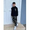 imageCamo Clothes for Boys Long Sleeve Hoodie and Pants Sets Kids 2 Piece Casual Outfits SweatsuitsBlack