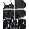 imageLOLANTA 2Pcs Girls Sequin Fringe Dress Salsa Cha Cha Tassel Latin Dance Dress ampamp Shorts Adjustable Spaghetti Strap 513 YrsBlack