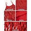 imageLOLANTA 2Pcs Girls Sequin Fringe Dress Salsa Cha Cha Tassel Latin Dance Dress ampamp Shorts Adjustable Spaghetti Strap 513 YrsRed