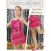imageLOLANTA 2Pcs Girls Sequin Fringe Dress Salsa Cha Cha Tassel Latin Dance Dress ampamp Shorts Adjustable Spaghetti Strap 513 YrsRosepink