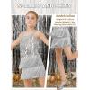imageLOLANTA 2Pcs Girls Sequin Fringe Dress Salsa Cha Cha Tassel Latin Dance Dress ampamp Shorts Adjustable Spaghetti Strap 513 YrsSilver
