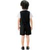 imageLOLANTA 4Pcs Summer Boys Suit Kids Dress Clothes Shirt Vest Shorts Bow Tie Waistcoat Tuxedo Wedding Ring Bearer OutfitBlack