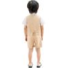 imageLOLANTA 4Pcs Summer Boys Suit Kids Dress Clothes Shirt Vest Shorts Bow Tie Waistcoat Tuxedo Wedding Ring Bearer OutfitKhaki