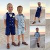imageLOLANTA 4Pcs Summer Boys Suit Kids Dress Clothes Shirt Vest Shorts Bow Tie Waistcoat Tuxedo Wedding Ring Bearer OutfitNavy