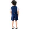 imageLOLANTA 4Pcs Summer Boys Suit Kids Dress Clothes Shirt Vest Shorts Bow Tie Waistcoat Tuxedo Wedding Ring Bearer OutfitNavy