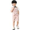 imageLOLANTA 4Pcs Summer Boys Suit Kids Dress Clothes Shirt Vest Shorts Bow Tie Waistcoat Tuxedo Wedding Ring Bearer OutfitPink