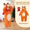 imageLOLANTA Baby Girls Elk Costumes Infant Romper Toddlers Fleece Hooded Jumpsuit Cute Colorful Bodysuit Christmas GiftsOrange Elk
