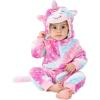 imageLOLANTA Baby Toddler Girls Onepiece Jumpsuit Infant Fleece Hooded Rompers Double Way Zipper Closure 6 Months3TColorful Unicorn