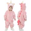 imageLOLANTA Baby Toddler Girls Onepiece Jumpsuit Infant Fleece Hooded Rompers Double Way Zipper Closure 6 Months3TPink Unicorn