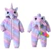 imageLOLANTA Baby Toddler Girls Onepiece Jumpsuit Infant Fleece Hooded Rompers Double Way Zipper Closure 6 Months3TPurple Unicorn