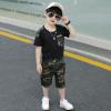 imageLOLANTA Boy Summer Clothes Kids Casual 2 Piece Outfit Cotton TShirt Camouflage Shorts SetBlack