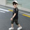 imageLOLANTA Boy Summer Clothes Kids Casual 2 Piece Outfit Cotton TShirt Camouflage Shorts SetBlack