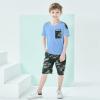 imageLOLANTA Boy Summer Clothes Kids Casual 2 Piece Outfit Cotton TShirt Camouflage Shorts SetBlue