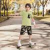 imageLOLANTA Boy Summer Clothes Kids Casual 2 Piece Outfit Cotton TShirt Camouflage Shorts SetGreen