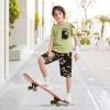 imageLOLANTA Boy Summer Clothes Kids Casual 2 Piece Outfit Cotton TShirt Camouflage Shorts SetGreen