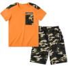 imageLOLANTA Boy Summer Clothes Kids Casual 2 Piece Outfit Cotton TShirt Camouflage Shorts SetOrange