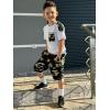 imageLOLANTA Boy Summer Clothes Kids Casual 2 Piece Outfit Cotton TShirt Camouflage Shorts SetWhite