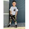 imageLOLANTA Boy Summer Clothes Kids Casual 2 Piece Outfit Cotton TShirt Camouflage Shorts SetWhite