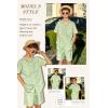 imageLOLANTA Boys 2 Pieces Linen Set kids Short Sleeve Button Down Shirt and Shorts Summer Vacation OutfitsGreen