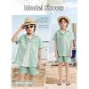 imageLOLANTA Boys 2 Pieces Linen Set kids Short Sleeve Button Down Shirt and Shorts Summer Vacation OutfitsGreen
