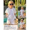 imageLOLANTA Boys 2 Pieces Linen Set kids Short Sleeve Button Down Shirt and Shorts Summer Vacation OutfitsWhite