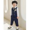 imageLOLANTA Boys 4Piece Formal Suit Wedding Ring Bearer Outfit Vest Pants with Dress Shirt Bow Tie for Graduation 213 YearsNavy Blue