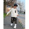 imageLOLANTA Boys Clothes Casual Camouflage 2 Piece Outfits Kids Long sleeve Sweatshirt Pants Sets Tracksuit01white