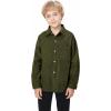 imageLOLANTA Boys Corduroy Shirts Kids Western Botton Down Shacket with Pocket Fall Long Sleeve Solid Lapel TopsArmy Green