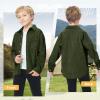 imageLOLANTA Boys Corduroy Shirts Kids Western Botton Down Shacket with Pocket Fall Long Sleeve Solid Lapel TopsArmy Green