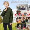 imageLOLANTA Boys Corduroy Shirts Kids Western Botton Down Shacket with Pocket Fall Long Sleeve Solid Lapel TopsArmy Green