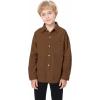 imageLOLANTA Boys Corduroy Shirts Kids Western Botton Down Shacket with Pocket Fall Long Sleeve Solid Lapel TopsBrown