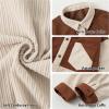 imageLOLANTA Boys Corduroy Shirts Kids Western Botton Down Shacket with Pocket Fall Long Sleeve Solid Lapel TopsBrown Splice Beige