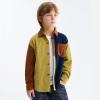 imageLOLANTA Boys Corduroy Shirts Kids Western Botton Down Shacket with Pocket Fall Long Sleeve Solid Lapel TopsBrown Splice Green