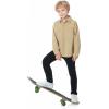 imageLOLANTA Boys Corduroy Shirts Kids Western Botton Down Shacket with Pocket Fall Long Sleeve Solid Lapel TopsKhaki