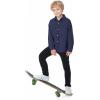 imageLOLANTA Boys Corduroy Shirts Kids Western Botton Down Shacket with Pocket Fall Long Sleeve Solid Lapel TopsNavy