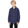 imageLOLANTA Boys Corduroy Shirts Kids Western Botton Down Shacket with Pocket Fall Long Sleeve Solid Lapel TopsNavy