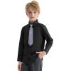 imageLOLANTA Boys Dress Shirts Button Down Shirt Long Sleeve Boys Kids Shirts and Tie Sets Solid Color Uniforms 213 YearsBlack