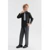 imageLOLANTA Boys Dress Shirts Button Down Shirt Long Sleeve Boys Kids Shirts and Tie Sets Solid Color Uniforms 213 YearsBlack