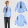 imageLOLANTA Boys Dress Shirts Button Down Shirt Long Sleeve Boys Kids Shirts and Tie Sets Solid Color Uniforms 213 YearsLight Blue